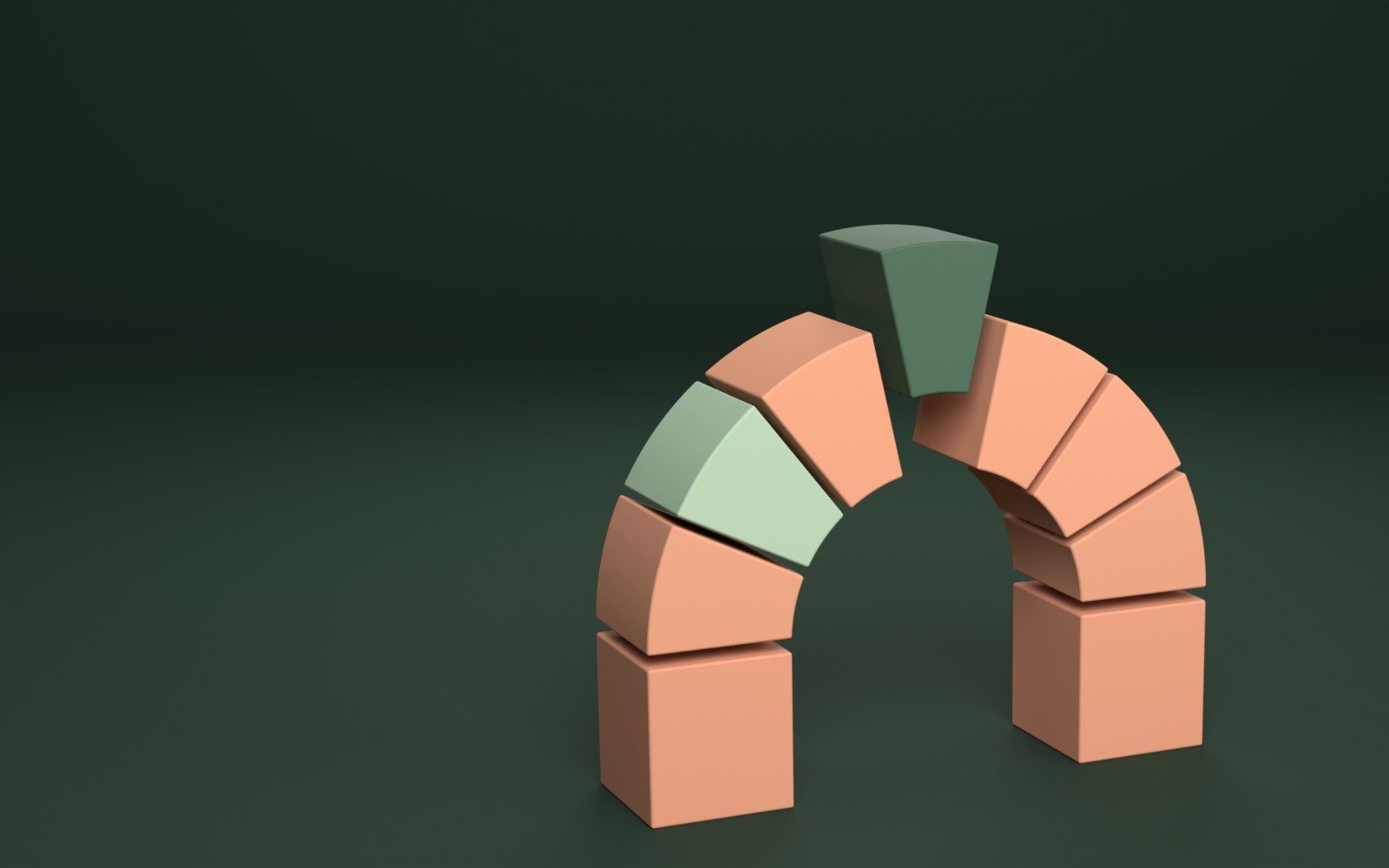 The same arch on a dark green ground
